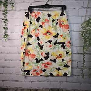 Vibrant Floral Pencil Skirt  HAS STRETCH VINTAGE WOMENS SIZE 10